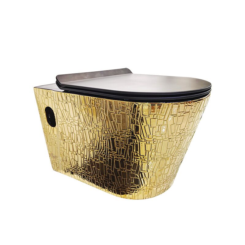 European luxury royal bathroom egg shape around golden color ceramic wall hung toilet Modern Bathroom Rimless Washdown Wall Mounted Toilet G1175 European luxury royal bathroom egg shape around golden color ceramic wall hung toilet - Image 8