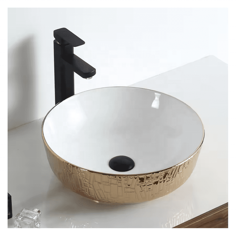 Modern Luxury Ceramic Bathroom Round Hand Washing Sink Wholesale Gold Plated Basins Modern Luxury Ceramic Bathroom Round Hand Modern Luxury Ceramic Bathroom Round Hand Washing Sink Wholesale Gold Plated Basins