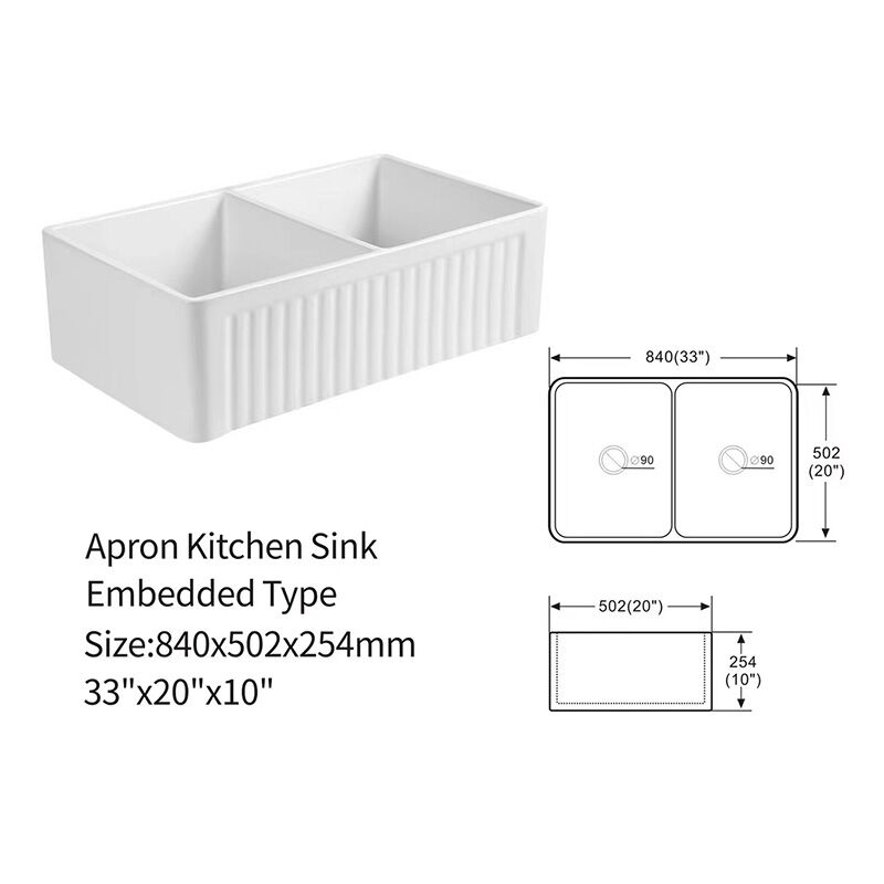 Popular Design CUPC Rectangular Single Bowl Ceramic Farmhouse Apron Front Kitchen Sink Modern White Color Farmhouse Sink Deep Porcelain Apron Double Bowl Ceramic Kitchen Sink S F3320 Popular Design CUPC Rectangular Single Bowl Ceramic Farmhouse Apron Front Kitchen Sink - الصورة 17