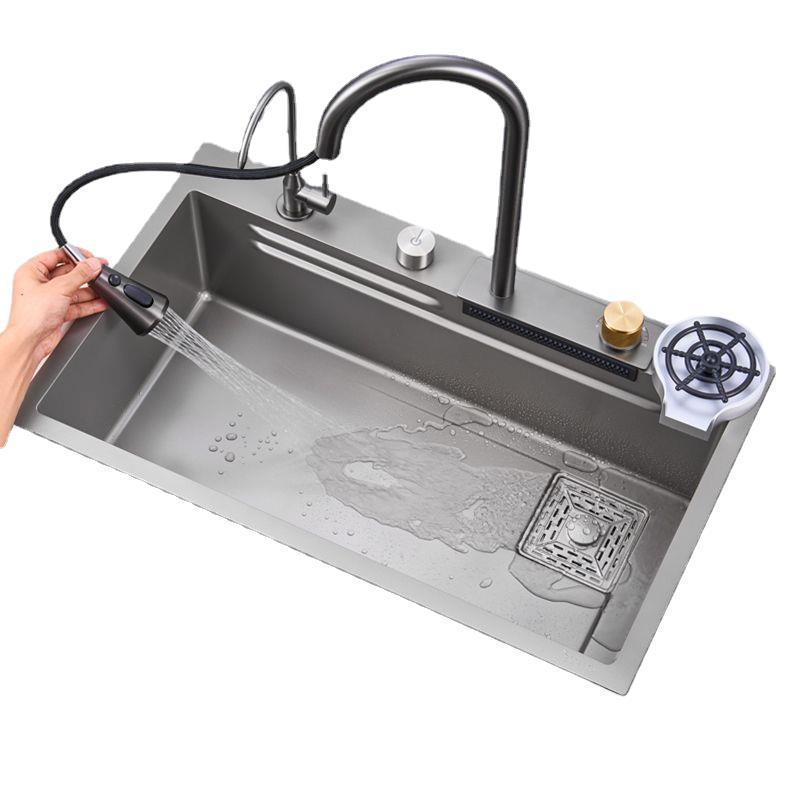 304 Stainless Steel Kitchen Sink Waterfall Faucet Smart Sink Kitchen With Cup Washer Nano 304 Stainless Steel Kitchen Sink 304 Stainless Steel Kitchen Sink Waterfall Faucet Smart Sink Kitchen With Cup Washer