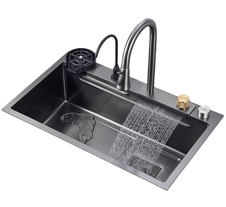 Nano Step Kitchen Sink 201 304 Stainless Steel Handmade Above Mount Waterfall Faucet Farmhouse Kitchen Sink Nano Step Kitchen Sink 201 304 Nano Step Kitchen Sink 201 304 Stainless Steel Handmade Above Mount Waterfall Faucet Farmhouse Kitchen Sink