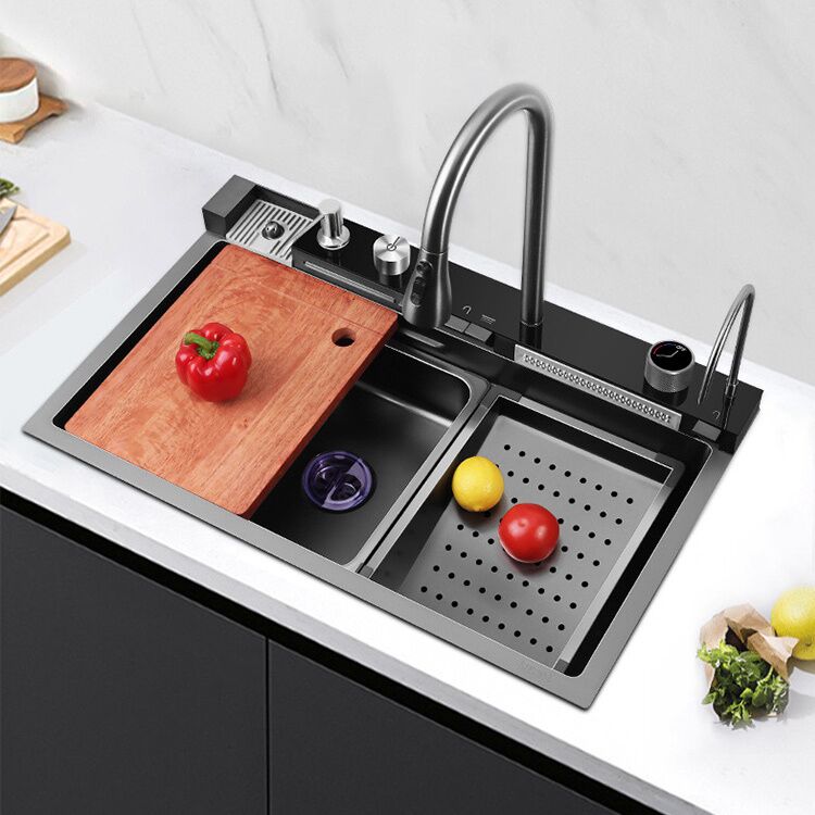 New Design Smart Multi-functional 304 Stainless Steel Piano Key Waterfall Kitchen Sink With Automatic Cupwasher New Design Smart Multi functional 304 New Design Smart Multi-functional 304 Stainless Steel Piano Key Waterfall Kitchen Sink With Automatic Cupwasher
