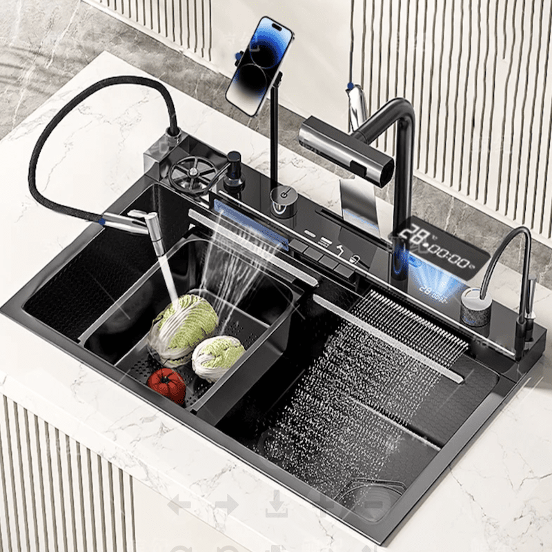 New High Quality Multifunction Modern Smart Waterfall Stainless Steel 304 Sink Kitchen Kitchen Sinks New High Quality Multifunction Modern Smart New High Quality Multifunction Modern Smart Waterfall Stainless Steel 304 Sink Kitchen Kitchen Sinks