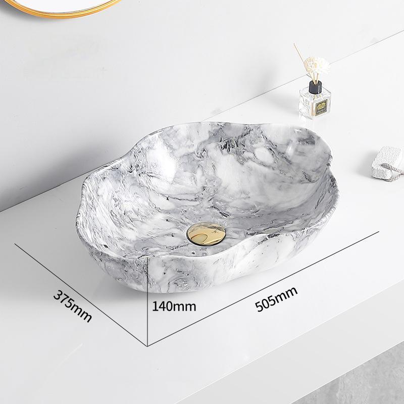 Nordic Modern Colorful Countertop Marble Basin Luxury Ceramic Wash Basin Art Basin for Hotel Project