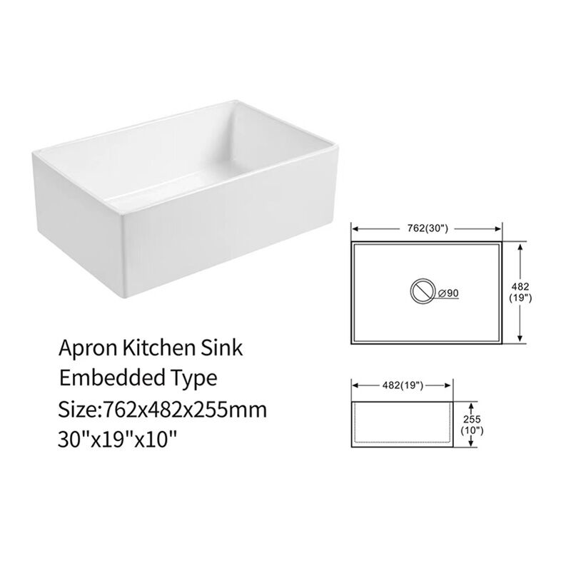 Popular Design CUPC Rectangular Single Bowl Ceramic Farmhouse Apron Front Kitchen Sink Popular Design CUPC Rectangular Single Bowl Ceramic Farmhouse Apron Front Kitchen Sink S B3019 Popular Design CUPC Rectangular Single Bowl Ceramic Farmhouse Apron Front Kitchen Sink - الصورة 16