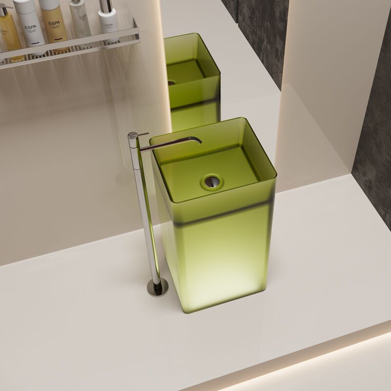 Red Crystal Transparent Hand Wash Basin Freestanding Easy to Install Red Crystal Transparent Hand Wash Basin Red Crystal Transparent Hand Wash Basin Freestanding Easy to Install