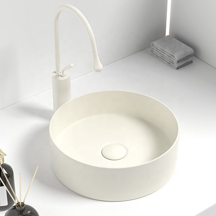 Round Small Size Counter Top Hand Wash Sink Home Hotel Modern White Matte Ceramic Basin Round Small Size Counter Top Hand Round Small Size Counter Top Hand Wash Sink Home Hotel Modern White Matte Ceramic Basin