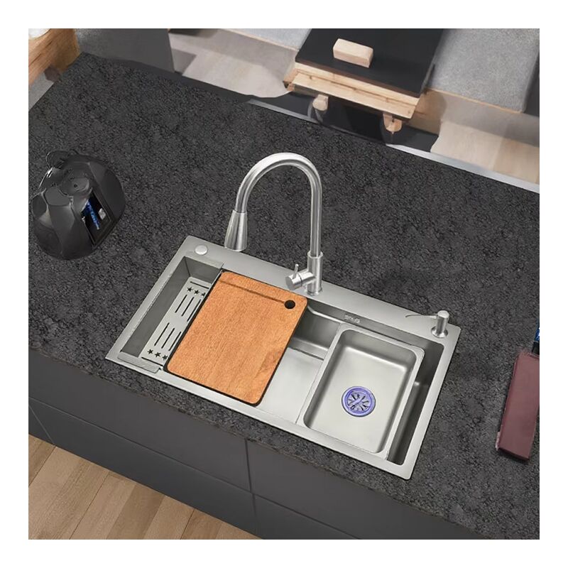 Single Bowl Kitchen Sink, High-quality Gun Gray Nano Stainless Steel Sink, Modern Design, Installed Above the Countertop Single Bowl Kitchen Sink High quality Single Bowl Kitchen Sink, High-quality Gun Gray Nano Stainless Steel Sink, Modern Design, Installed Above the Countertop