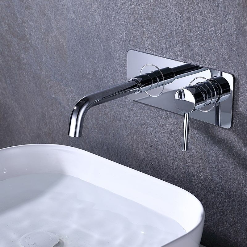 Torneira de parede com alça única para banheiro de hotel Torneira de pia quente e fria Torneira de parede com alça única para banheiro de hotel Torneira de pia quente e fria 2 Wall Mounted Faucet Single Handle Hotel Bathroom Basin Faucet Hot Cold Mixer Tap - Imagem 3
