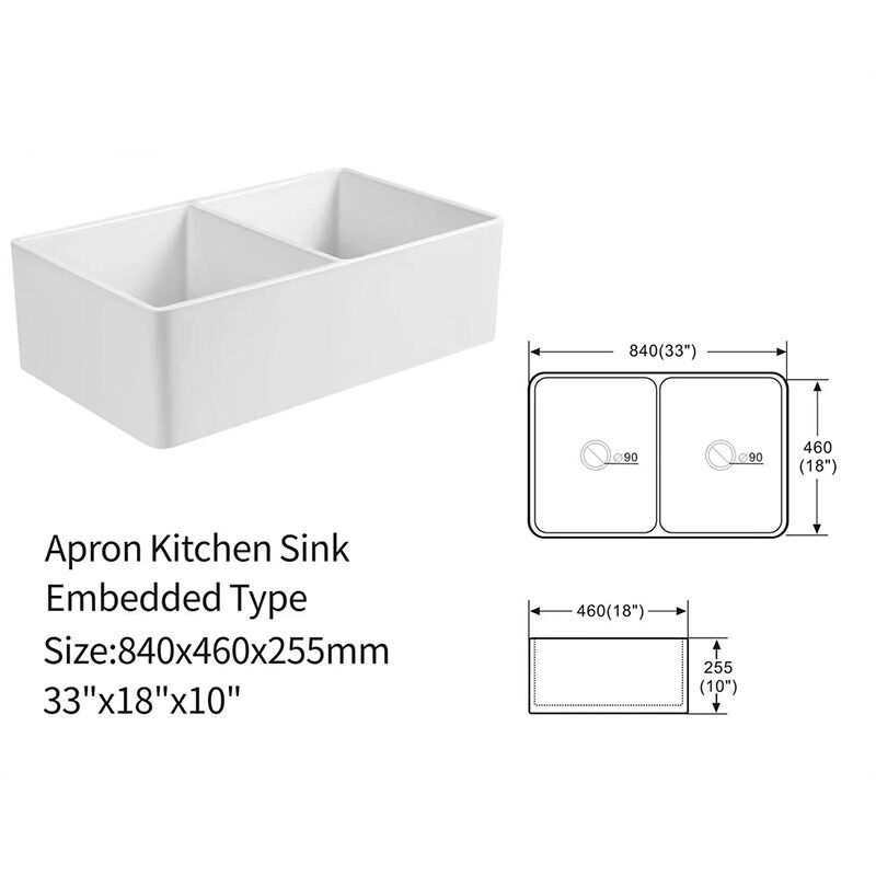 Popular Design CUPC Rectangular Single Bowl Ceramic Farmhouse Apron Front Kitchen Sink Wholesale Apron Double Bowl Rectangular White Fireclay Kitchen Sinks Kitchen Workstation Sink S A3318D Popular Design CUPC Rectangular Single Bowl Ceramic Farmhouse Apron Front Kitchen Sink - الصورة 14