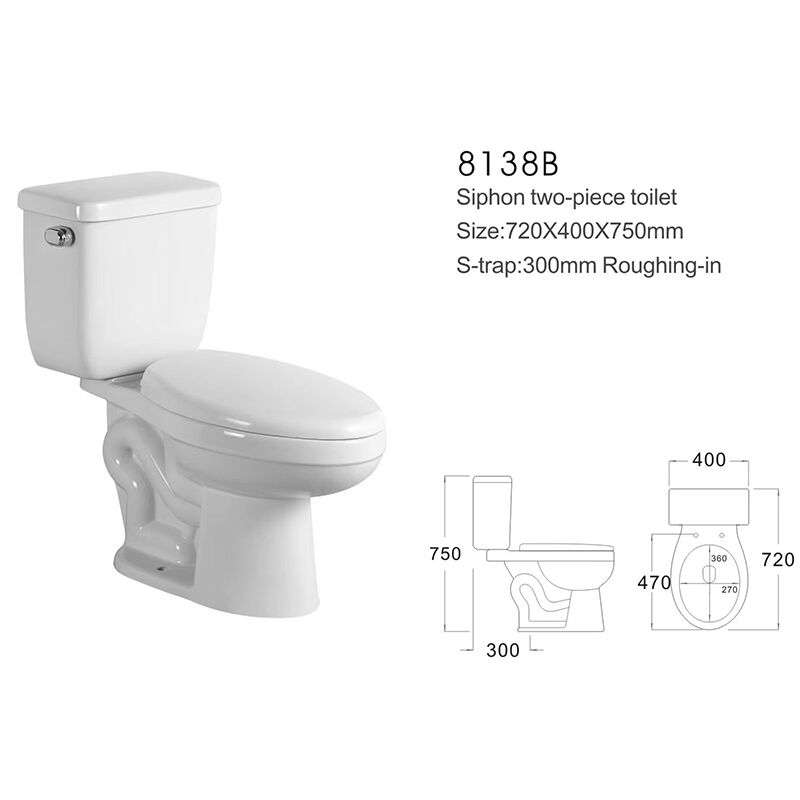 Factory Directly White Color Wares White 2 Piece Toilet S Trap Set Ceramic Sanitary Luxury Toilet Wholesale Ceramic Toilets Bathroom Sanitary Ware Ceramic Washdown 2 Piece Toilet 02 8138B مراحيض سيراميك أدوات صحية مراحيض سيراميك مكونة من قطعتين