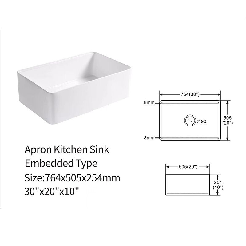 Popular Design CUPC Rectangular Single Bowl Ceramic Farmhouse Apron Front Kitchen Sink Wholesale Good Quality White Porcelain Apron Front Single Bowl Handmade Farmhouse Kitchen Sink S C3020 Popular Design CUPC Rectangular Single Bowl Ceramic Farmhouse Apron Front Kitchen Sink - الصورة 12