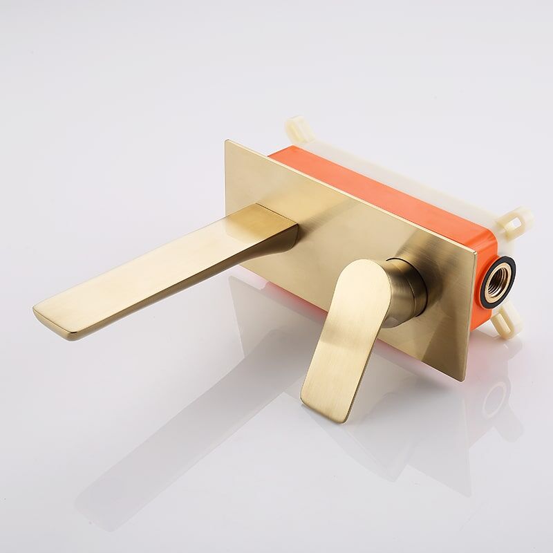 Luxury Style Hot and Cold Wash Faucet Wall Mounted Bathroom Water Tap Washbasin Mixer Gold Brass Basin Faucet Wholesale Luxury Brass Wall Mounted Basin Tap Brushed Gold Concealed Basin Mixer Faucet 1 12 Luxury Style Hot and Cold Wash Faucet Wall Mounted Bathroom Water Tap Washbasin Mixer Gold Brass Basin Faucet - الصورة 8