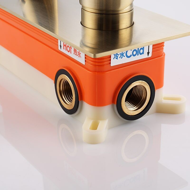 Luxury Style Hot and Cold Wash Faucet Wall Mounted Bathroom Water Tap Washbasin Mixer Gold Brass Basin Faucet Wholesale Luxury Brass Wall Mounted Basin Tap Brushed Gold Concealed Basin Mixer Faucet 1 15 Luxury Style Hot and Cold Wash Faucet Wall Mounted Bathroom Water Tap Washbasin Mixer Gold Brass Basin Faucet - الصورة 9