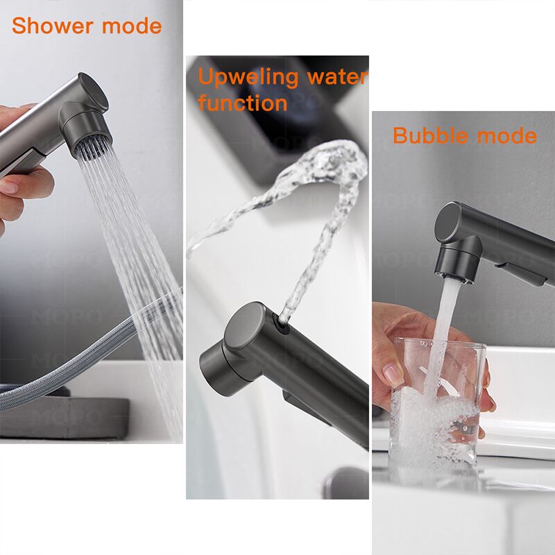 MOPO Wholesale Bathroom Faucet with Pull-Out Spray, with Draw Out Nozzle, Three Water Flow Patterns, Brass Bathroom Sink Faucet, Modern Bathroom Faucet bathroom tap MOPO Wholesale Bathroom Faucet with Pull-Out Spray, with Draw Out Nozzle, Three Water Flow Patterns, Brass Bathroom Sink Faucet, Modern Bathroom Faucet - Imagen 10