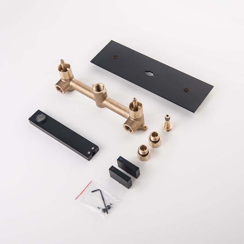 Factory Directly Brass 2 Lever Handles Square Wall Mounted Bathroom Sink Basin Faucet brass 2 lever handles square wall mounted Waterfall bathroom sink basin faucet 1 Factory Directly Brass 2 Lever Handles Square Wall Mounted Bathroom Sink Basin Faucet - Imej 3