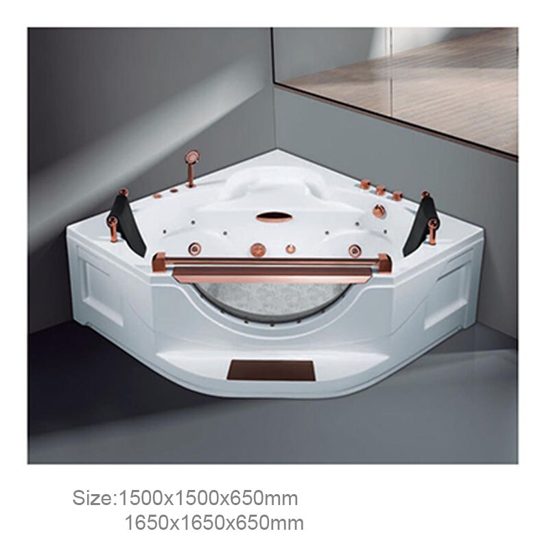 Factory Price Luxury Triangle Shaped Design Bathtubs & Whirlpools 2 Person Water Spa Massage Bathtub corner soaking tub with LED Hotel Bañera de hidromasaje Bañera de hidromasaje Bañera de hidromasaje acrílica Bañera de hidromasaje al aire libre