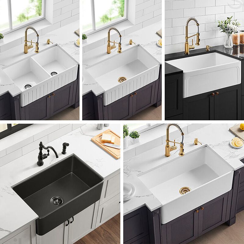 Popular Design CUPC Rectangular Single Bowl Ceramic Farmhouse Apron Front Kitchen Sink fireclay undermount kitchen sink undermount apron front 24fireclay farm sink black kitchen sink 201 Popular Design CUPC Rectangular Single Bowl Ceramic Farmhouse Apron Front Kitchen Sink - الصورة 2
