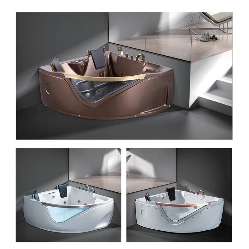 Factory Price Luxury Triangle Shaped Design Bathtubs & Whirlpools 2 Person Water Spa Massage Bathtub soaking tub fanshaped jet tub wholesale High-end Bathtub Indoor Whirlpool Bathtub Acrylic Whirlpool Spa