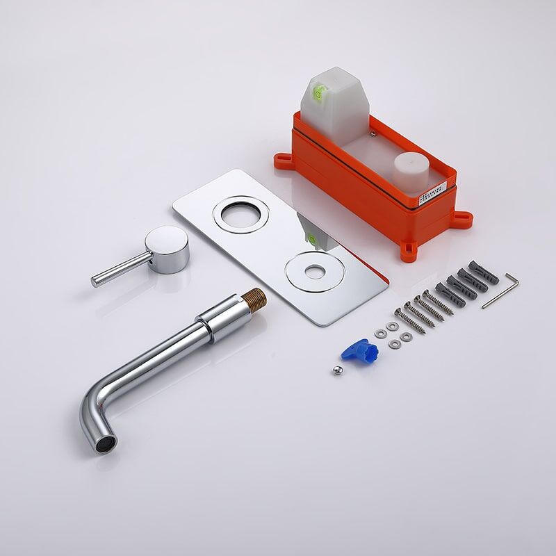 Torneira de parede com alça única para banheiro de hotel Torneira misturadora de água quente e fria Torneira de pia de parede Torneira de água de parede para hotel MP 91225 1 Wall Mounted Faucet Single Handle Hotel Bathroom Basin Faucet Hot Cold Mixer Tap - Imagem 5