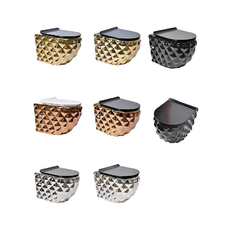 Europe Bathroom Rimless Flushing Wares Golden Bathroom Toilet Black golden colour round wall mounted toilet wholesale matt black wall hung mounted Rimless Concealed Cistern commode wc Toilet 1 Europe Bathroom Rimless Flushing Wares Golden Bathroom Toilet Black golden colour round wall mounted toilet - الصورة 6